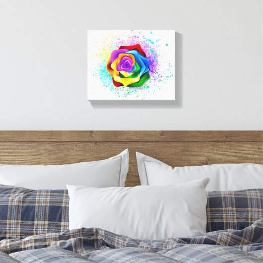 Kleurrijke Regenboog Roos Canvas Afdruk (Insitu (Slaapkamer))
