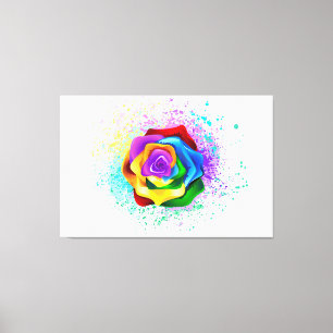 Kleurrijke Regenboog Roos Canvas Afdruk