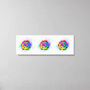 Kleurrijke Regenboog Roos Canvas Afdruk