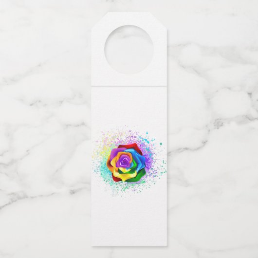 Kleurrijke Regenboog Roos Flessenhanger (Voorkant)