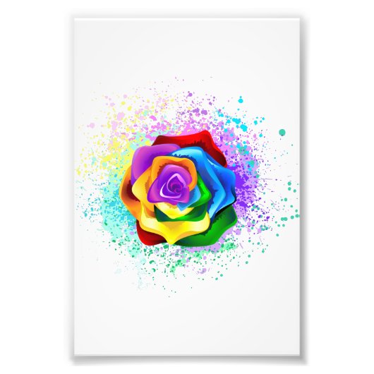 Kleurrijke Regenboog Roos Foto Afdruk (Voorkant)