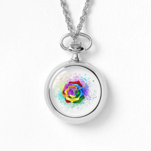 Kleurrijke Regenboog Roos Horloge