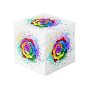 Kleurrijke Regenboog Roos Kubus