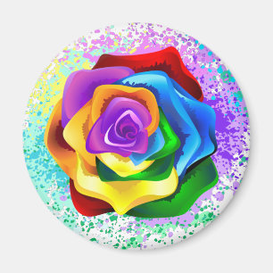 Kleurrijke Regenboog Roos Magneet