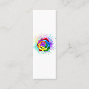 Kleurrijke Regenboog Roos Mini Visitekaartje