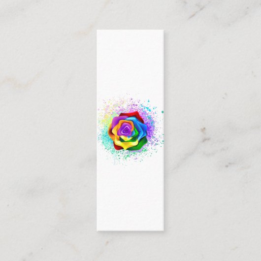 Kleurrijke Regenboog Roos Mini Visitekaartje (Voorkant)