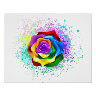 Kleurrijke Regenboog Roos Perfect Poster