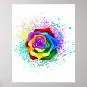 Kleurrijke Regenboog Roos Poster