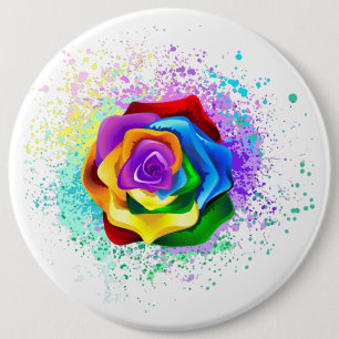 Kleurrijke Regenboog Roos Ronde Button 6,0 Cm