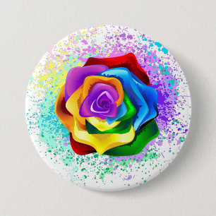 Kleurrijke Regenboog Roos Ronde Button 7,6 Cm