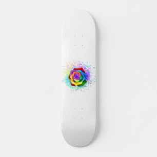 Kleurrijke Regenboog Roos Skateboard