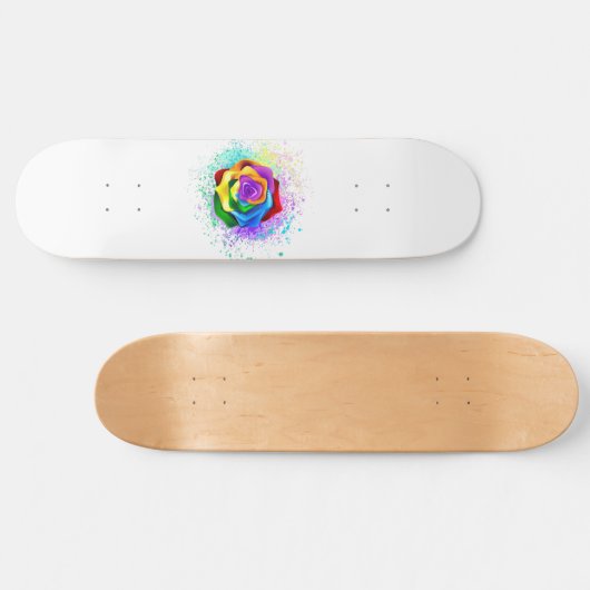 Kleurrijke Regenboog Roos Skateboard (Horizontaal)