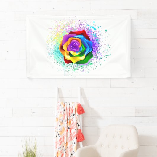Kleurrijke Regenboog Roos Spandoek (Insitu)