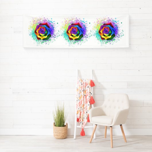 Kleurrijke Regenboog Roos Spandoek (Insitu)