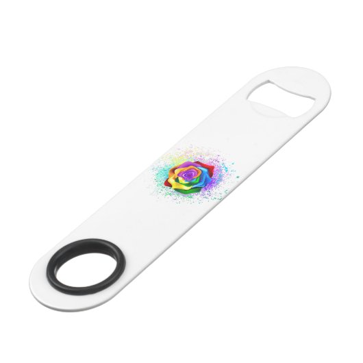 Kleurrijke Regenboog Roos Speed Flessenopener (Achterkant Gekanteld)