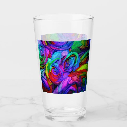 Kleurrijke regenboog Rozen #1 Glas (Voorkant)