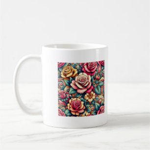 Kleurrijke regenboog rozen bloemen koffiethee mok