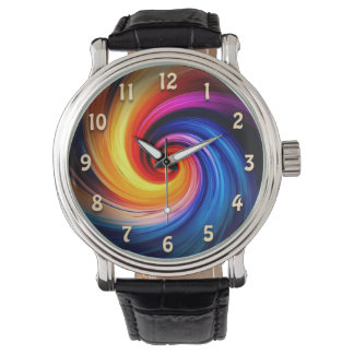 Kleurrijke regenboog spiraal wervelende kleuren on horloge