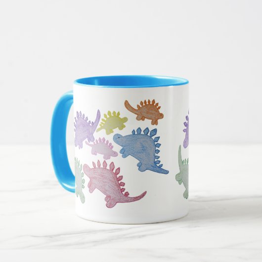 Kleurrijke Regenboog Stegosaurus Mok 11 oz (Voorkant links)