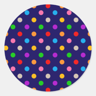 Kleurrijke Regenboog Stippen Blauw Ronde Sticker