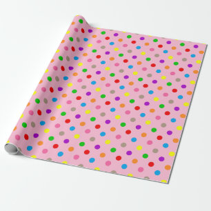 Kleurrijke Regenboog Stippen Roze Cadeaupapier