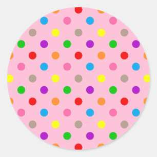 Kleurrijke Regenboog Stippen Roze Ronde Sticker
