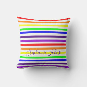 Kleurrijke Regenboog Strepen Lijnen Mooie Monogram Buitenkussen