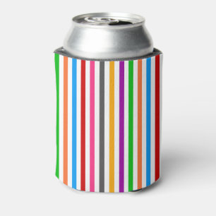 Kleurrijke Regenboog Strepen Lijnen Ontwerp - Wit Blikjeskoeler