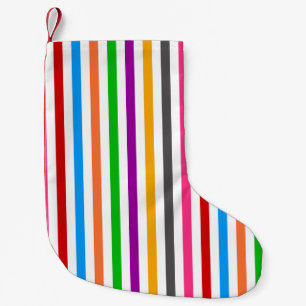 Kleurrijke Regenboog Strepen Lijnen Ontwerp - Wit Kleine Kerstsok