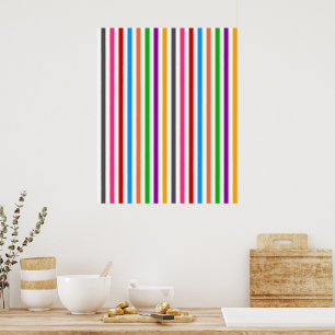 Kleurrijke Regenboog Strepen Lijnen Ontwerp - Wit Poster