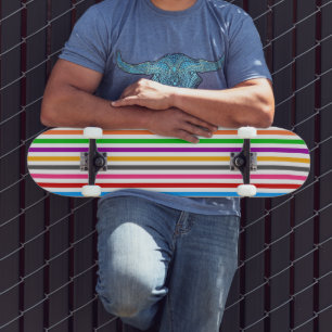 Kleurrijke Regenboog Strepen Lijnen Ontwerp - Wit  Skateboard