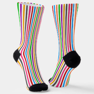 Kleurrijke Regenboog Strepen Lijnen Ontwerp - Wit Sokken