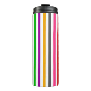 Kleurrijke Regenboog Strepen Lijnen Ontwerp - Wit Thermosbeker