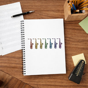 Kleurrijke Regenboog Tenor Saxofoons Notitieboek