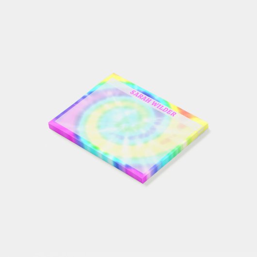 Kleurrijke Regenboog Tie Dye Custom Post It Notes (Schuin)