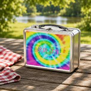 Kleurrijke Regenboog Tie Dye Trippy Metalen Lunchb