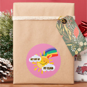 Kleurrijke regenboog uit mijn wolk ronde sticker
