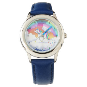 Kleurrijke regenboog Unicorn en sterren Horloge