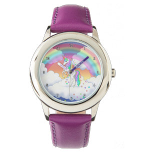 Kleurrijke regenboog Unicorn en sterren Horloge