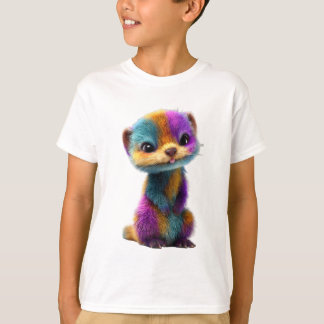 Kleurrijke Regenboog Vacht Wezel Illustratie Kinde T-shirt