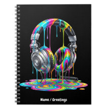 Kleurrijke Regenboog Verf Drip Koptelefoon Kunst