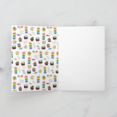 Kleurrijke Regenboog Verjaardagstaart Verjaardagsf Bedankkaart (Binnen)