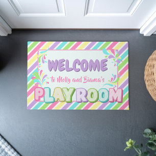 Kleurrijke regenboog welkom kids speelgoedruimte deurmat