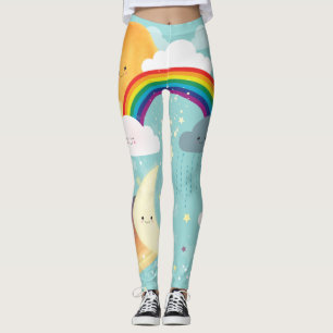 Kleurrijke regenboog, zon, wolken Leggings