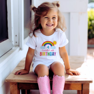 Kleurrijke Regenboog Zonneschijn Verjaardag Kinder T-shirt