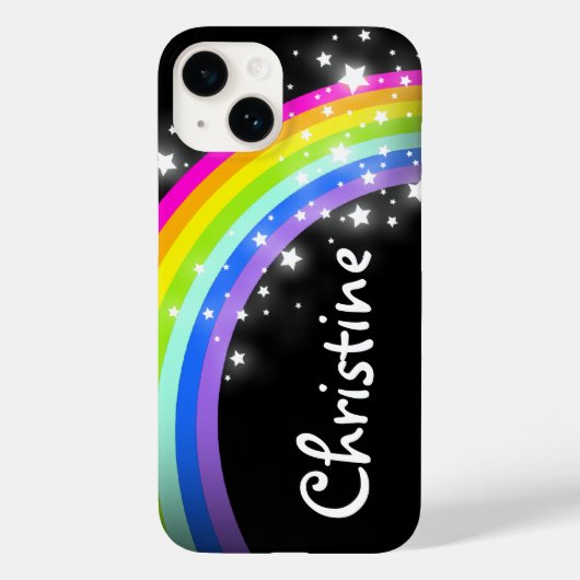 Kleurrijke regenboog zwarte sterrenhemel Case-Mate iPhone case (Achterkant)