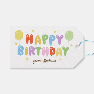 Kleurrijke regenboogballon Eenvoudige Gelukkige Ve Cadeaulabel