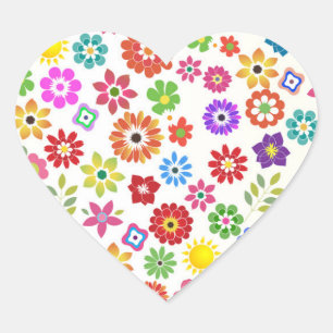 Kleurrijke regenboogbloem hart sticker