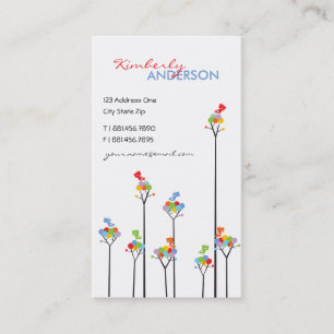 Kleurrijke regenboogbomen en Stippen met een tweet Visitekaartje