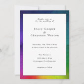 Kleurrijke regenboogbruiloft Uitnodiging wit (Voorkant)